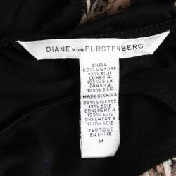 Pre Owned Diane Von Furstenberg Black Jersey Ruffled Bodycon Dress M