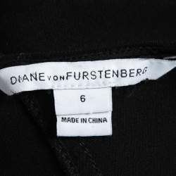 Pre Owned Diane von Furstenberg Black Knit A-Line Midi Dress M
