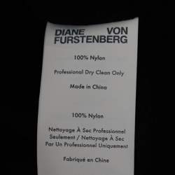 Pre Owned Diane Von Furstenberg Black Printed Mesh Wrap Detail Mini Dress L