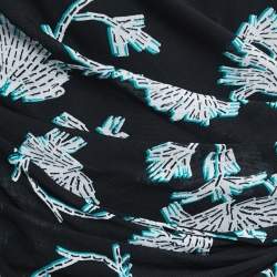 Pre Owned Diane Von Furstenberg Black Printed Mesh Wrap Detail Mini Dress L