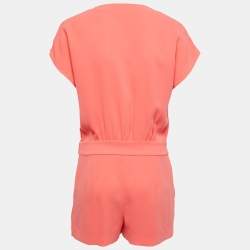 Pre Owned Diane Von Furstenberg Coral Pink Crepe Emerson Romper S