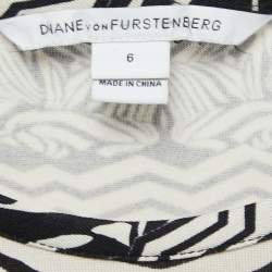 Pre Owned Diane Von Furstenberg Black/White Printed Jersey Selene Dress M