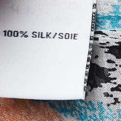 Pre Owned Diane Von Furstenberg Multicolor Printed Silk V-Neck Tie Detail Maxi Kaftan S