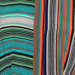 Pre Owned Diane Von Furstenberg Multicolor Striped Silk Button Front Flared Shirt Maxi Dress S