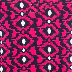 Pre Owned Diane Von Furstenberg Pink/navy Blue Printed Knit Full Sleeve Mini Dress S