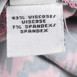 Pre Owned Diane Von Furstenberg Pink/navy Blue Printed Knit Full Sleeve Mini Dress S