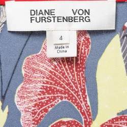 Diane Von Furstenberg Blue Floral Printed Silk Sleeveless Wrap on Maxi Dress S
