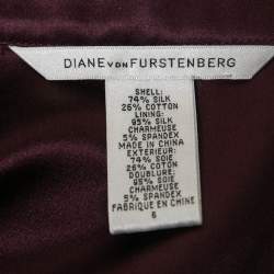 Pre Owned Diane Von Furstenberg Purple Satin Silk Open Front Blazer M