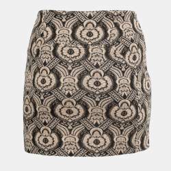 Pre Owned Diane von Furstenberg Black Lurex Wool Jacquard Kawa Mini Skirt S