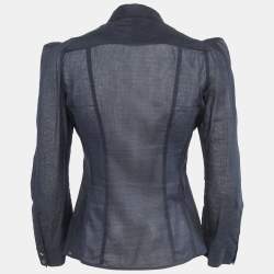Pre Owned Diane Von Furstenberg Navy Blue Cotton Bea Shirt XS