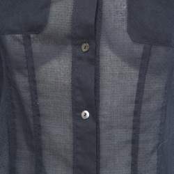 Pre Owned Diane Von Furstenberg Navy Blue Cotton Bea Shirt XS
