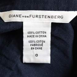 Pre Owned Diane Von Furstenberg Navy Blue Cotton Bea Shirt XS