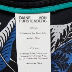 Pre Owned Diane Von Furstenberg Black Floral Print Silk Belted Waist Maxi Dress M