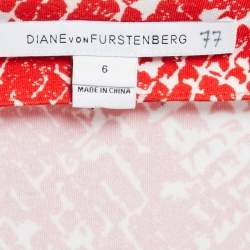 Diane Von Furstenberg Red Printed Knit New Julian Two Mini Wrap Dress M
