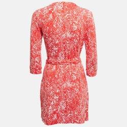 Diane Von Furstenberg Red Printed Knit New Julian Two Mini Wrap Dress M
