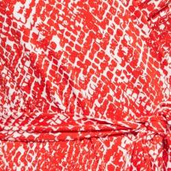Diane Von Furstenberg Red Printed Knit New Julian Two Mini Wrap Dress M