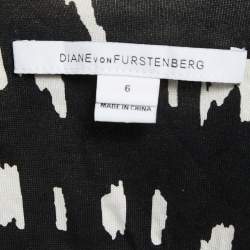 Pre Owned Diane Von Furstenberg Black Printed Silk Knit Tallulah Wrap Mini Dress M