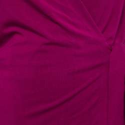 Pre Owned Diane Von Furstenberg Purple Silk Knit Mini Wrap Dress M