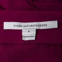Pre Owned Diane Von Furstenberg Purple Silk Knit Mini Wrap Dress M