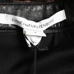 Pre Owned Diane Von Furstenberg Brown Animal Printed Calf Hair Mini Skirt M