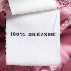 Pre Owned Diane Von Furstenberg Pink Floral Print Silk Wrap On Midi Dress L