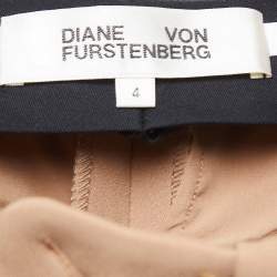 Diane Von Furstenberg Tan Brown Stretch Crepe High Waist Trousers S