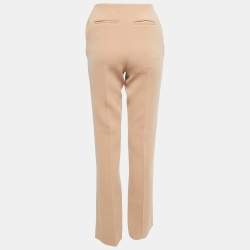 Diane Von Furstenberg Tan Brown Stretch Crepe High Waist Trousers S