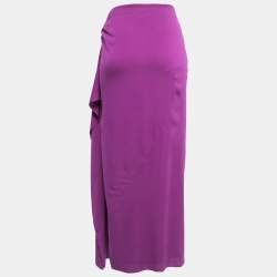 Pre Owned Diane Von Furstenberg Purple Silk Draped Midi Skirt S