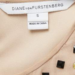 Pre Owned Diane Von Furstenberg Dusty Pink Embellished Silk Sleeveless Top S