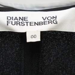 Diane Von Furstenberg Black/White Logo Print Crepe & Silk Wide Leg Back Tie Detail Strappy Jumpsuit XXS