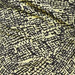 Pre Owned Diane Von Furstenberg Yellow Printed Silk Draped Sleeveless Short Dress S