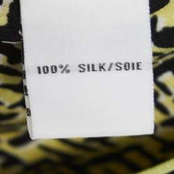 Pre Owned Diane Von Furstenberg Yellow Printed Silk Draped Sleeveless Short Dress S