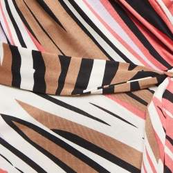 Pre Owned Diane Von Furstenberg Multicolor Printed Silk Knit Short Wrap Dress S