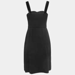 Pre Owned Diane Von Furstenberg Black Crepe Floral Detail Sleeveless Midi Dress S