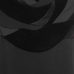 Pre Owned Diane Von Furstenberg Black Crepe Floral Detail Sleeveless Midi Dress S