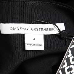 Pre Owned Diane Von Furstenberg Black Crepe Floral Detail Sleeveless Midi Dress S