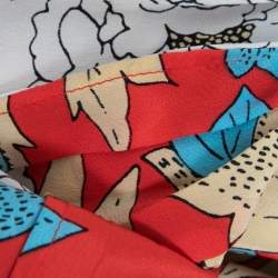 Pre Owned Diane Von Furstenberg Red Floral Printed Silk Wrap Midi Skirt S