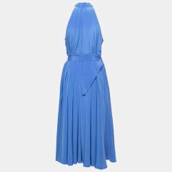 Pre Owned Diane Von Furstenberg Blue Silk Halterneck Midi Dress L