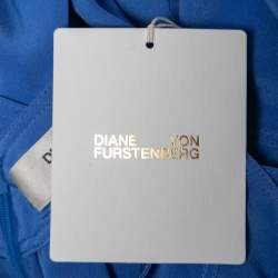 Pre Owned Diane Von Furstenberg Blue Silk Halterneck Midi Dress L