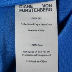 Pre Owned Diane Von Furstenberg Blue Silk Halterneck Midi Dress L