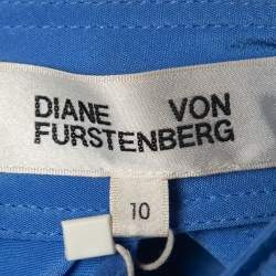 Pre Owned Diane Von Furstenberg Blue Silk Halterneck Midi Dress L