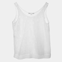 Pre Owned Diane von Furstenberg White Lace Tank Top L