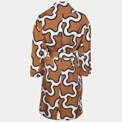 Pre Owned Diane Von Furstenberg Brown Printed Belted Clean Margee Coat M