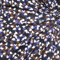 Pre Owned Diane Von Furstenberg Navy Blue Printed Cotton & Silk Sigourney Wrap Dress M