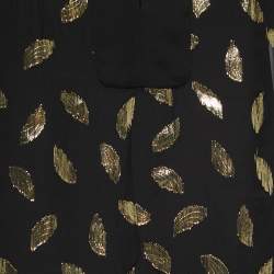 Pre Owned Diane Von Furstenberg Black/Gold Silk Jacquard Isolde Blouse S