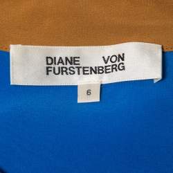 Pre Owned Diane Von Furstenberg Blue Silk Roundneck Buttoned Blouse M