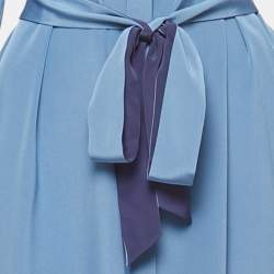 Diane Von Furstenberg Blue & Violet Silk Button Front belted Shirt Dress L