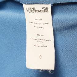 Diane Von Furstenberg Blue & Violet Silk Button Front belted Shirt Dress L