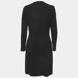 مملوكة مسبقًا Diane Von Furstenberg Black Crepe Wrap Effect Midi Dress M