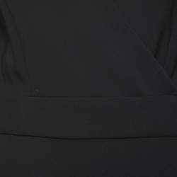 مملوكة مسبقًا Diane Von Furstenberg Black Crepe Wrap Effect Midi Dress M